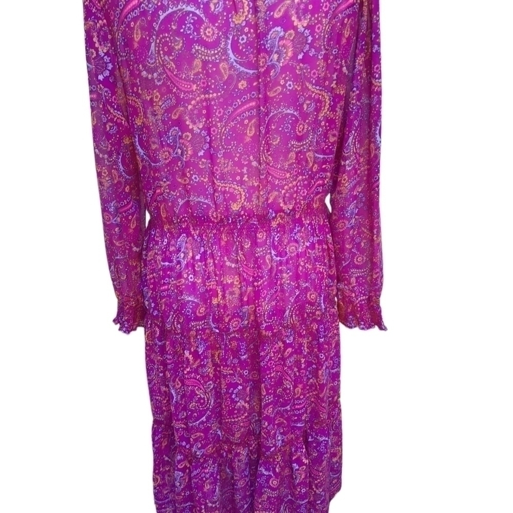 Beach Lunch Lounge Floral Midi Maxi Semi Sheer Tiered Dress Size M - Picture 2 of 7